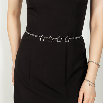 Simple Fashion Women Star Metal Waist Chain Sexy Cutout Five-pointed Star Body Chain Jeans Dress Accessories